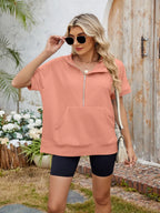 Half Zip Short Sleeve Hooded Top (21)