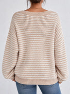 Striped Knit Boat Neck Sweater (23)