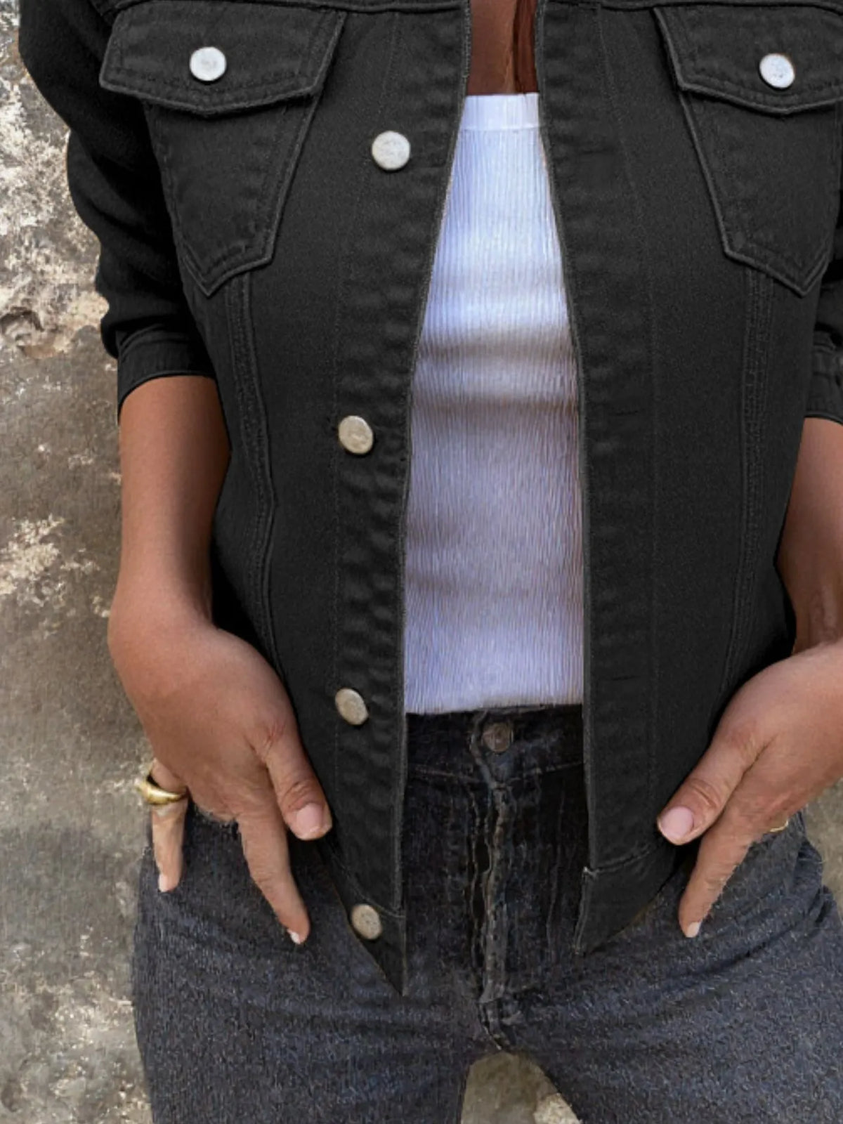 Button Front Closure Denim Jacket (6)