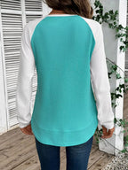 Waffle Knit Raglan Sleeve T-shirt (28)