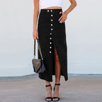 Button Irregular Slit Midi Dress photo 1