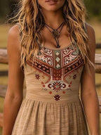 Tribal Print Sleeveless A-line Summer Dress (23)