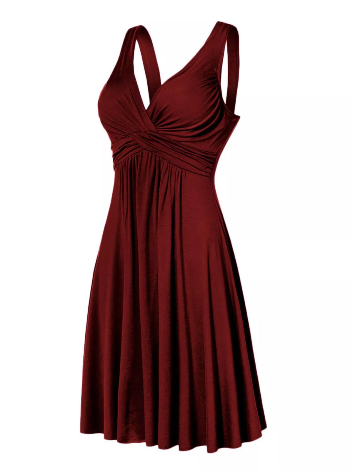Full Size Twisted Sleeveless Ruched Waist A-line Dress Plus (2)