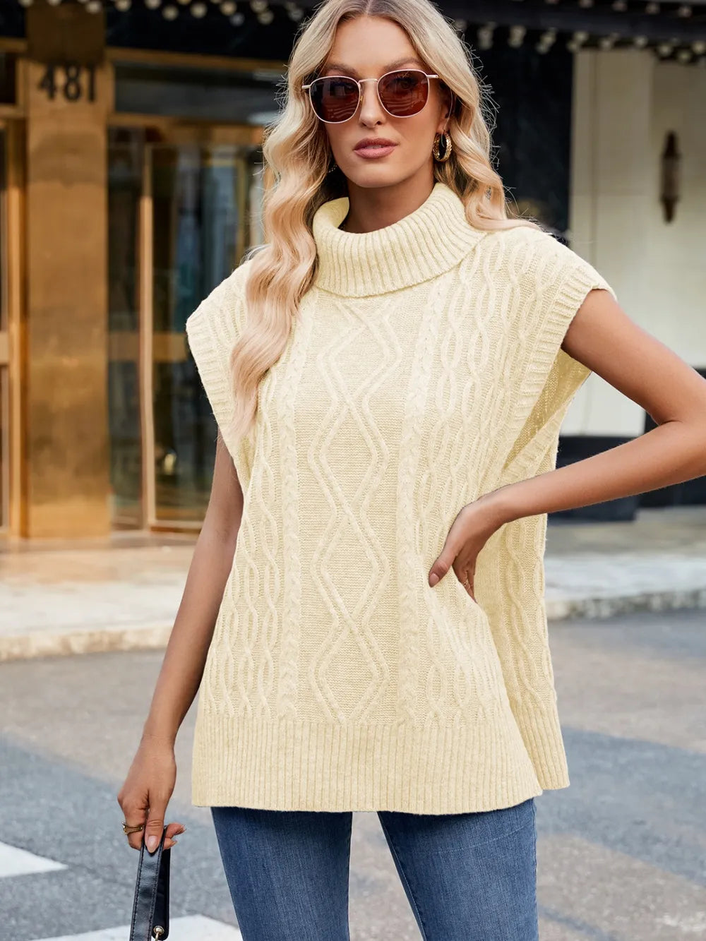 Side Slit Turtleneck Sweater Vest (10)