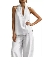 Full Size Halter Neck Top Wide Leg Pants Plus (10)