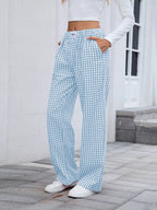 Plaid Wide Leg Casual Pants (13)