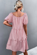 Square Neck Short Sleeve Mini Dress (2)