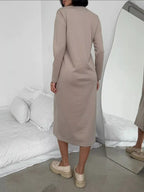 Round Neck Long-sleeve Midi Dress (14)