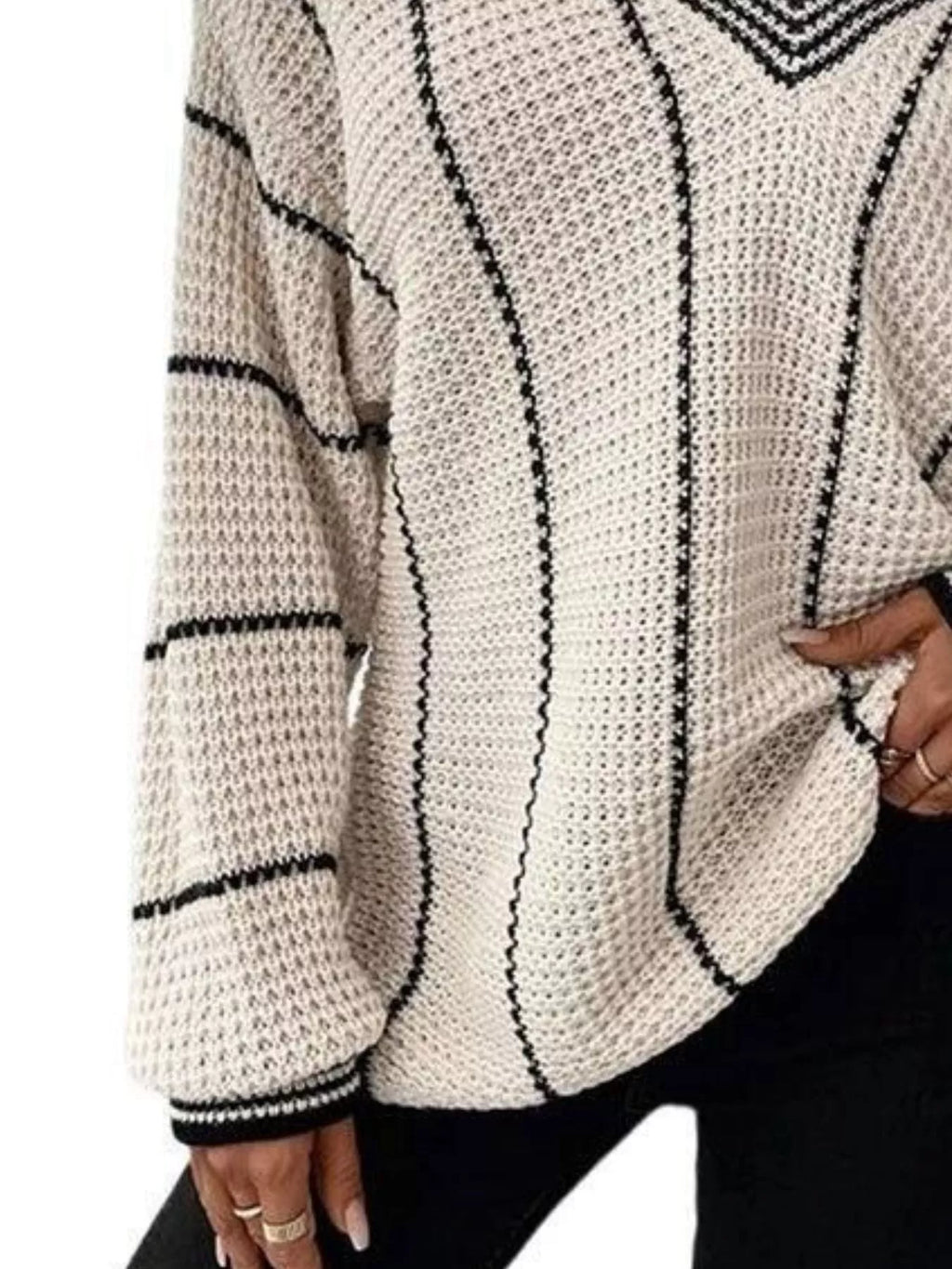 V-neck Textured Knit Sweater (12)