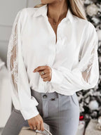 Lace-sleeve Button Up Shirt (9)