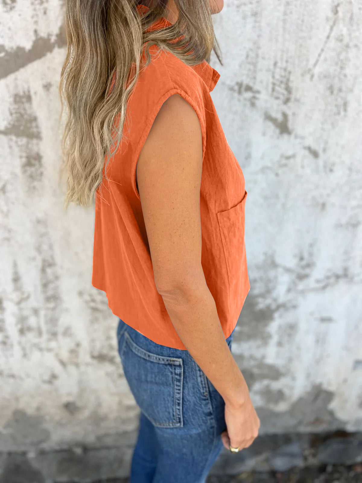 Button-down Cap Sleeve Shirt (3)
