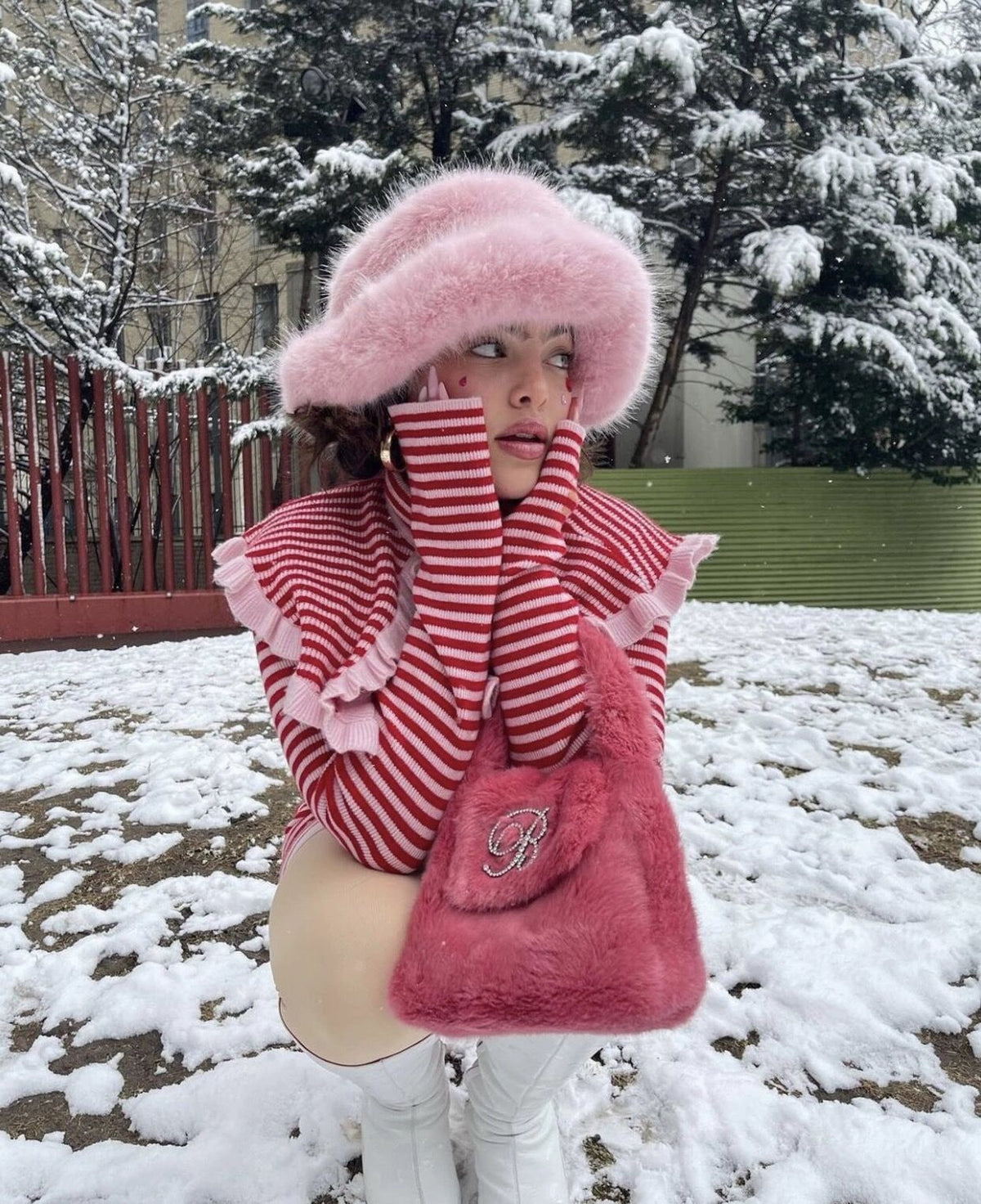 Faux Fur Straw Hat Winter photo 5
