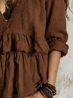 Full Size Ruffled Hem V-neck Blouse Plus (8)