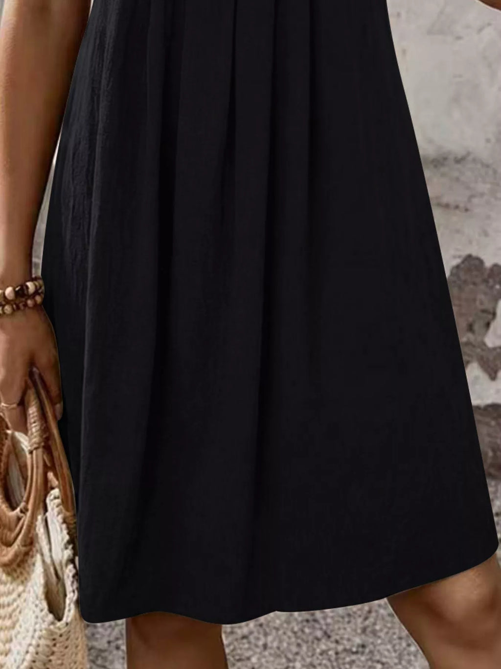 Zipper-front Short Sleeve A-line Dress (6)