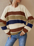 Block Striped Crew Neck Sweater