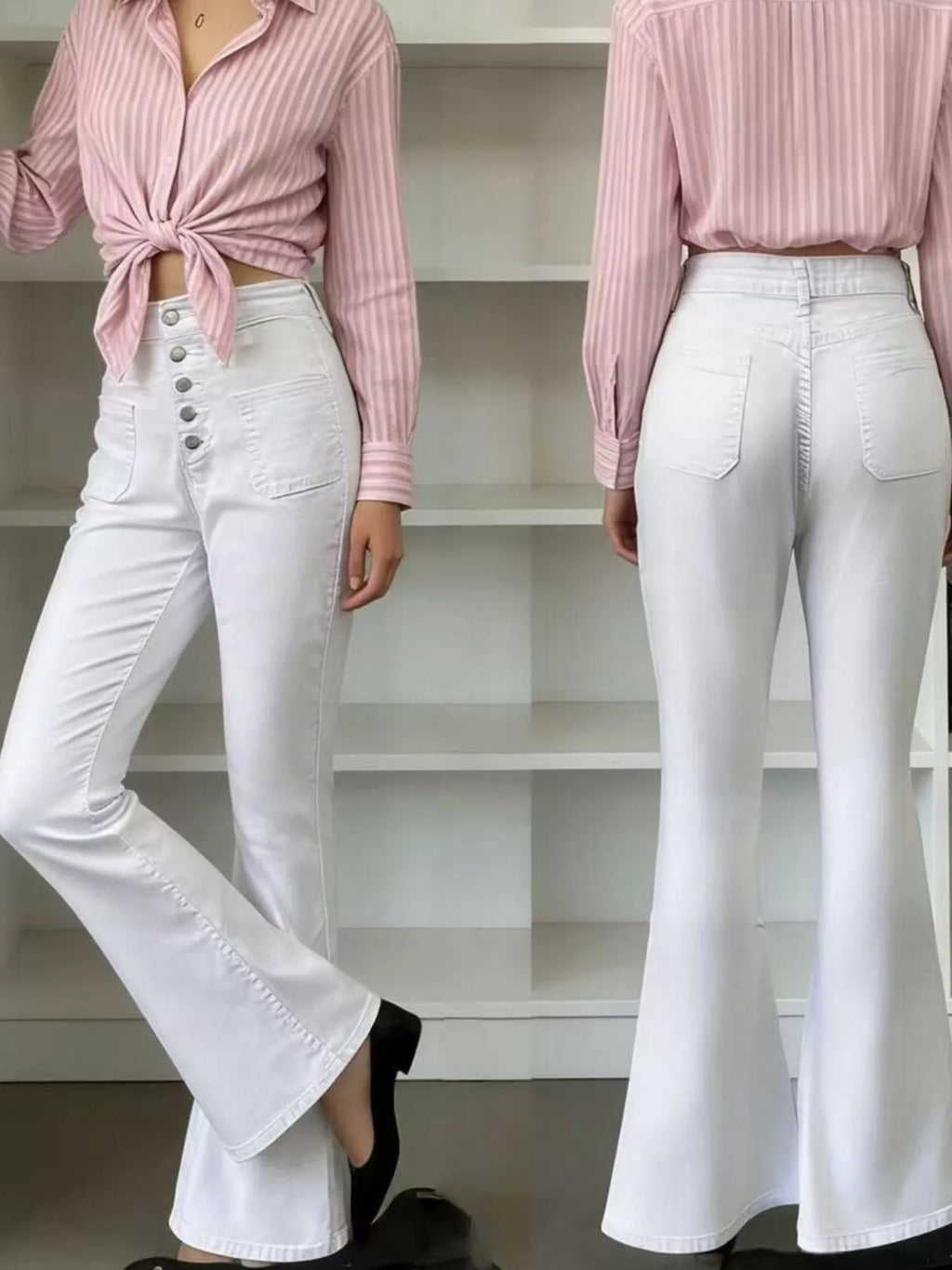 Full Size High-waisted Button-fly Flare Jeans Plus (3)