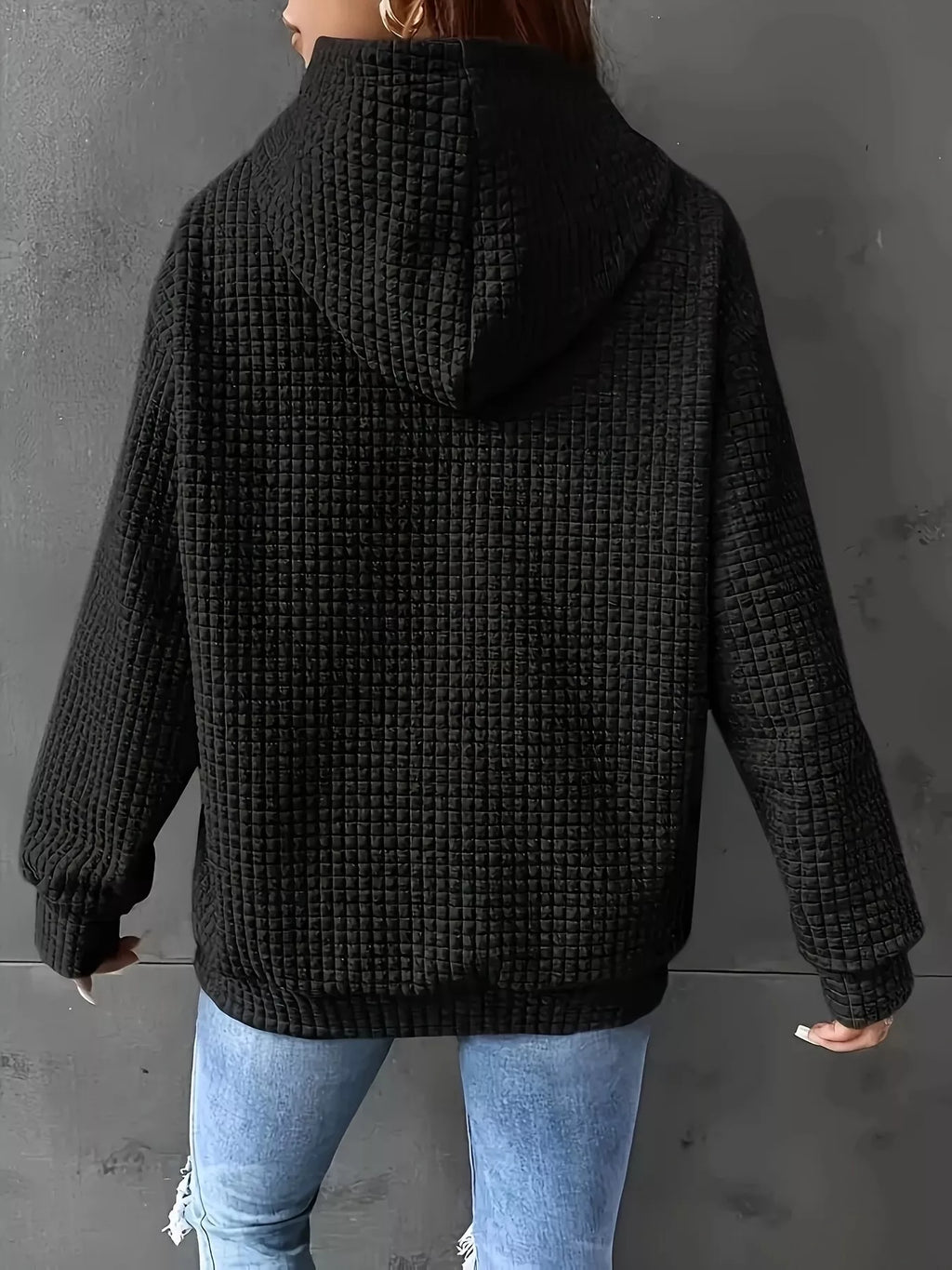 Textured Knit Drawstring Hoodie (10)