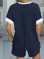 Round Neck Short Sleeve Top Shorts Set (5)