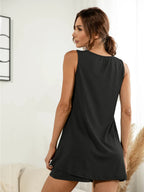 Scoop Neck Wide Strap Top Shorts Set (2)