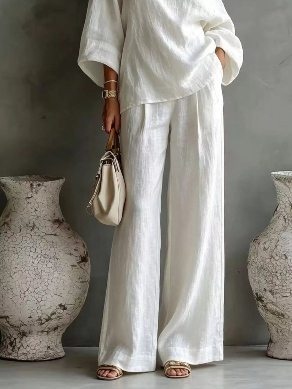 One Shoulder Top Wide Leg Pants Set (3)