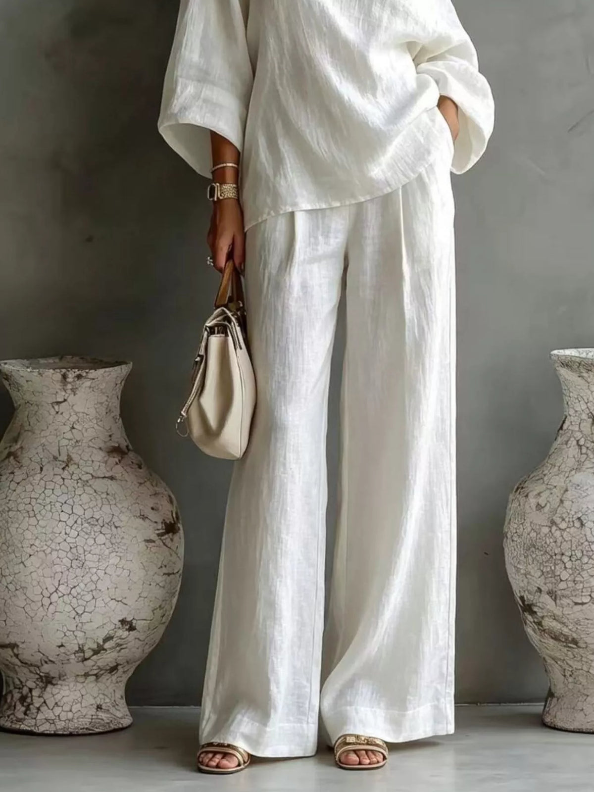 One Shoulder Top Wide Leg Pants Set (3)