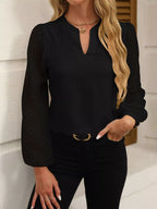 Notched Balloon Sleeve Blouse (6)