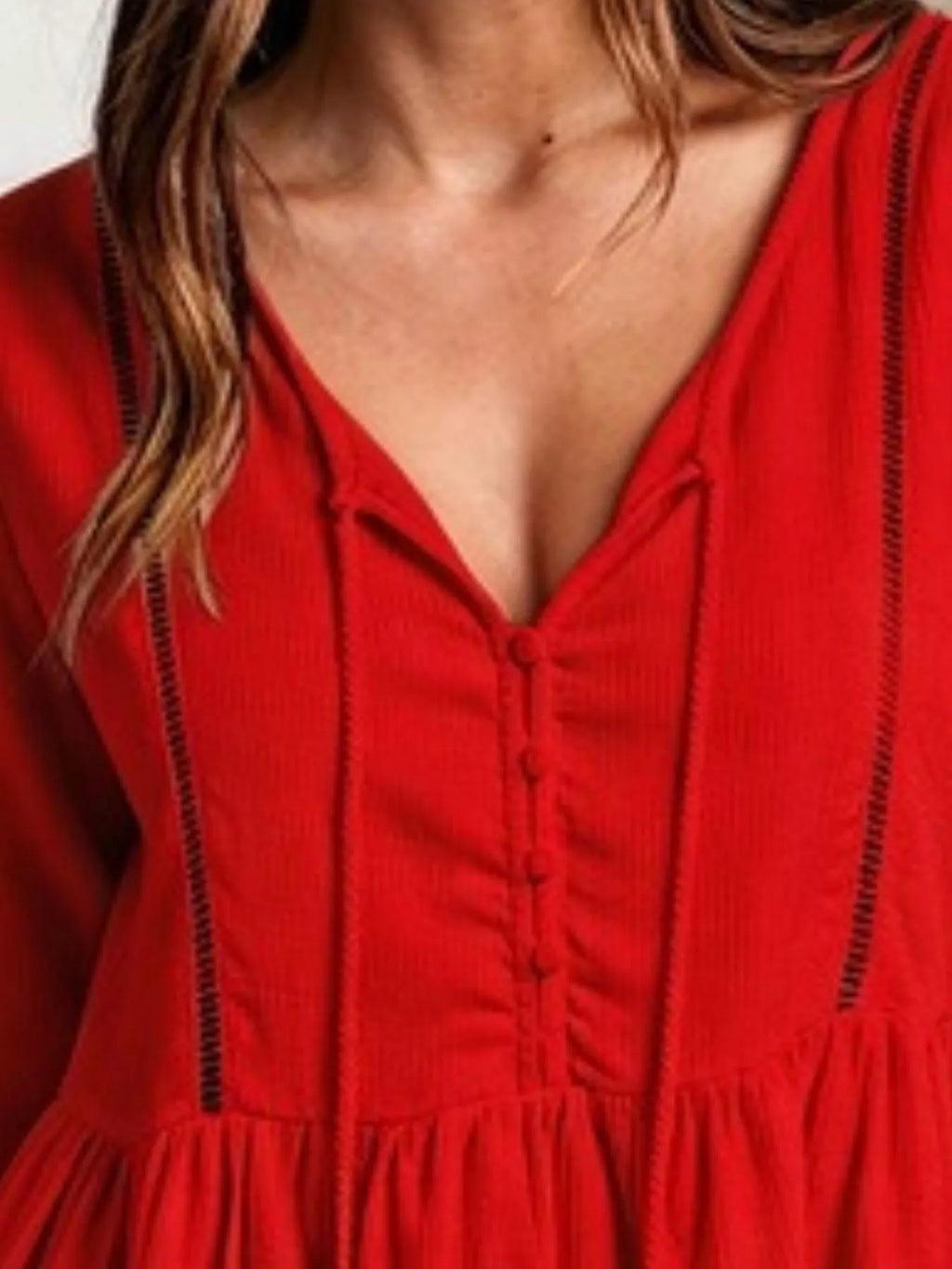 Tassel Drawstring Long Sleeve Peplum Top (11)