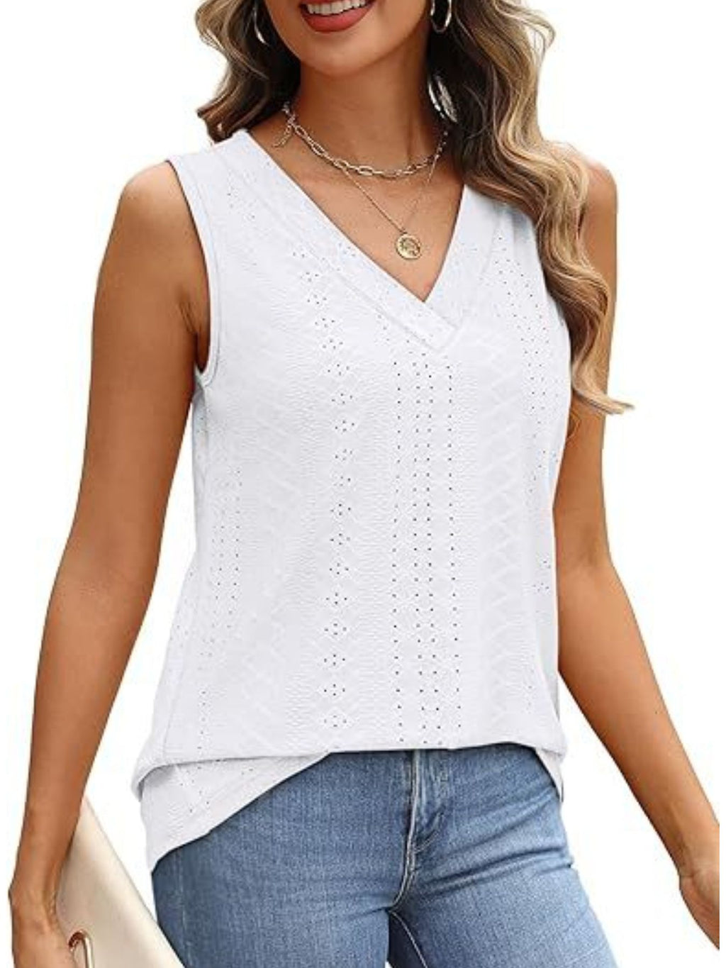 Eyelet V-neck Tank (28)