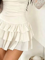 Lace Sleeve Ruffle Layered Mini Dress (6)