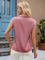 Bow Tie Cap Sleeve Blouse (2)