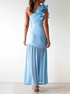 One-shoulder Ruffle Trim Maxi Dress (19)