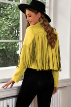 Fringe Trim Lapel Collar Cropped Blazer (10)