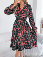 Floral Print Ruffle Hem Flounce Sleeve A-line Dress (12)