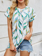 Printed Round Neck Short Sleeve Top (3)