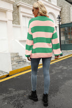 Striped Balloon Sleeve Knit Pullover (19)