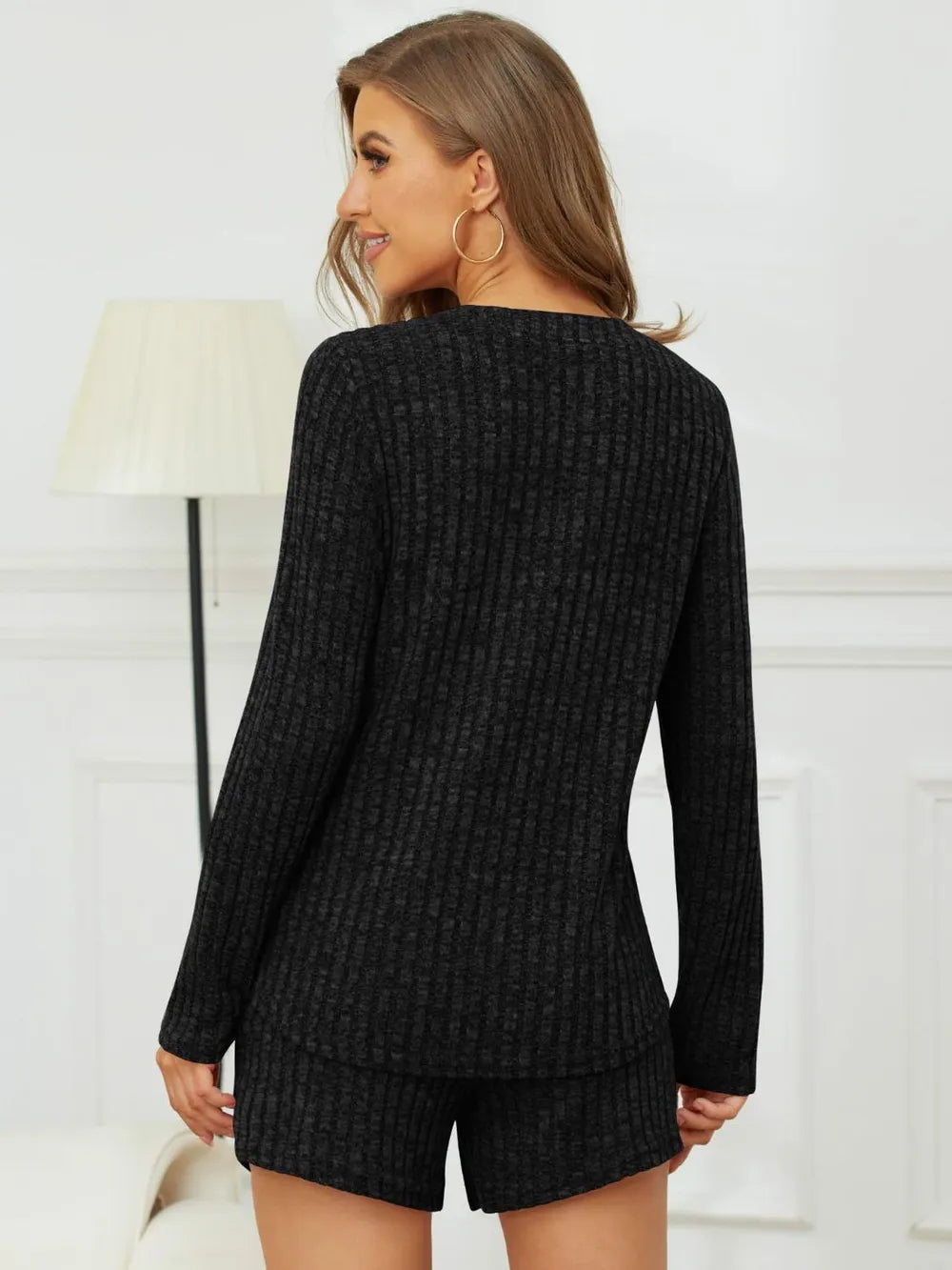 Ribbed Round Neck Top Shorts Set (20)