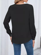 Ruffled V-neck Long Sleeve Blouse (15)
