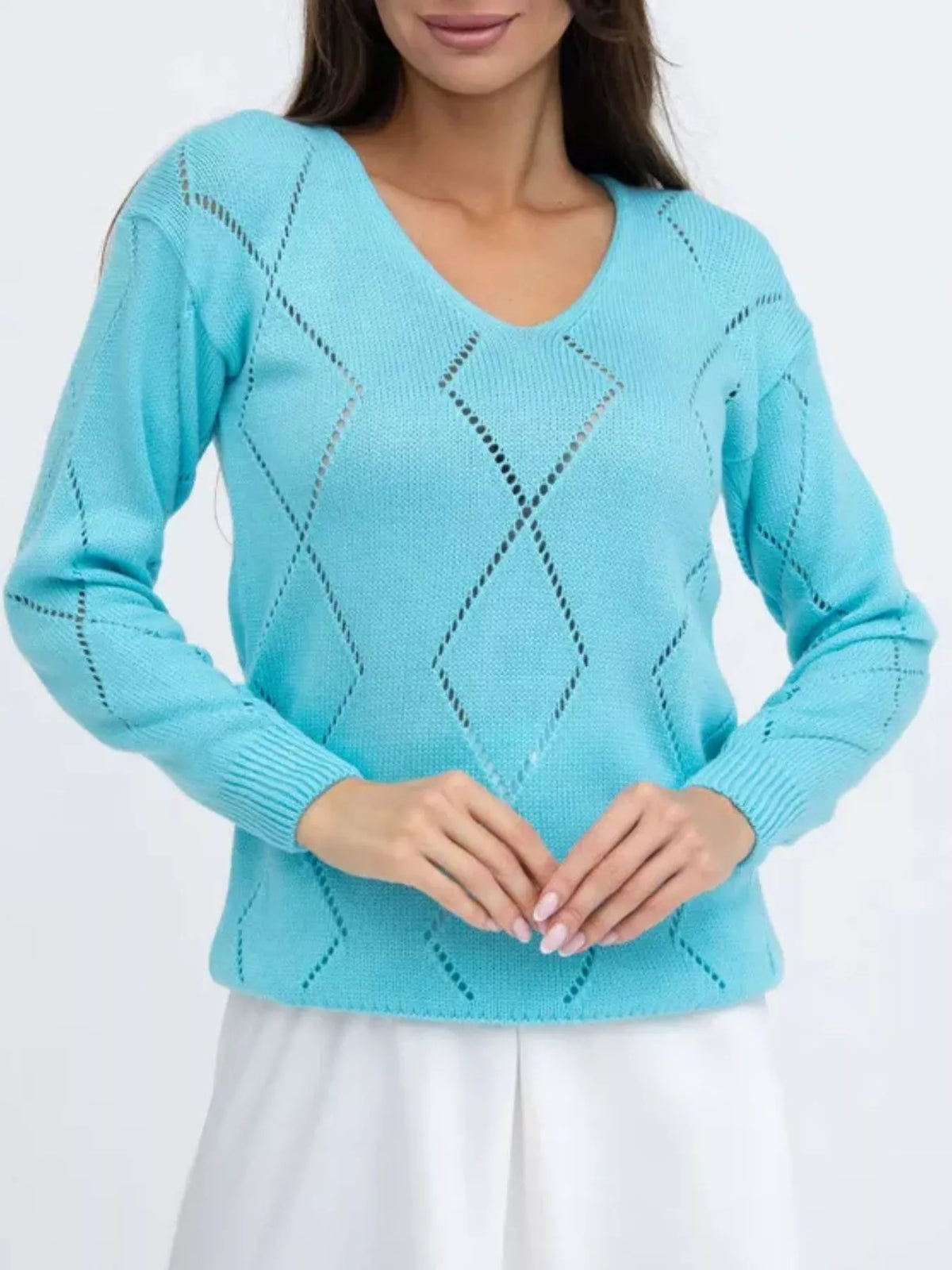 Openwork V-neck Sweater (18)
