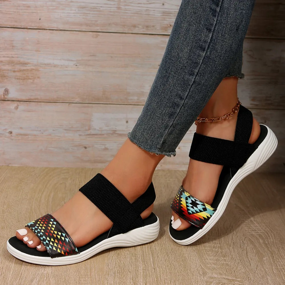 Pu Leather Open Toe Low Heel Sandals (2)
