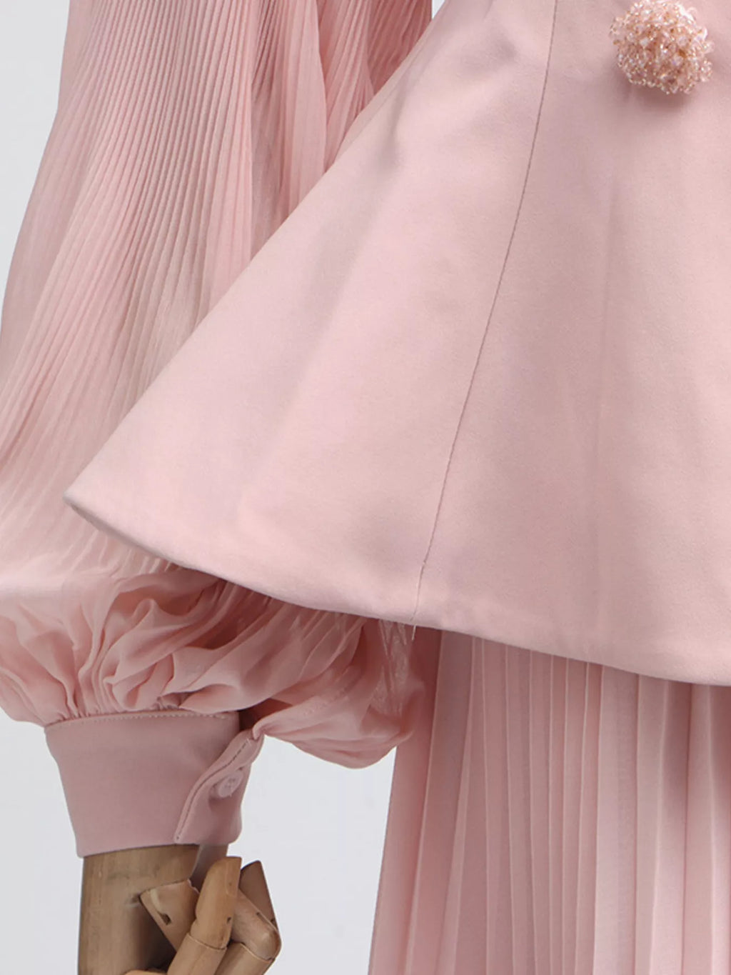 Frill Lapel Collar Top Pleated Skirt Set (14)