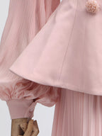 Frill Lapel Collar Top Pleated Skirt Set (14)