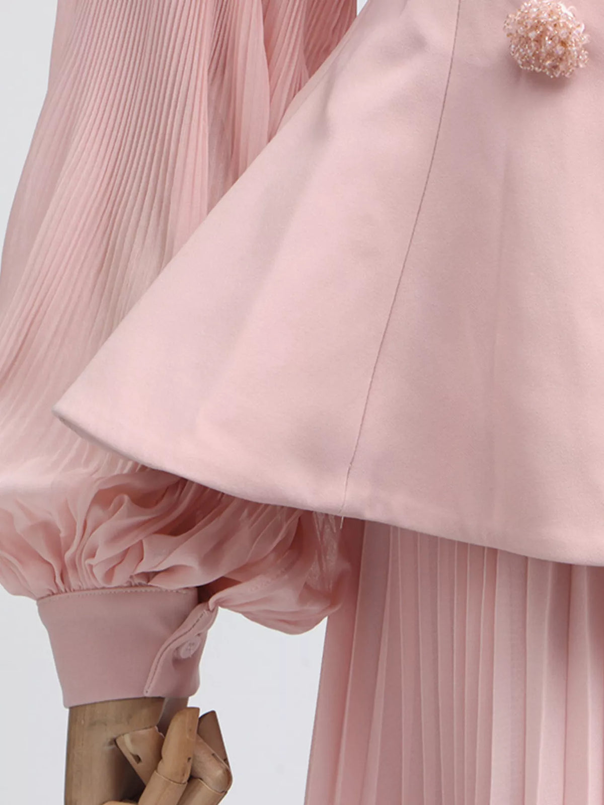 Frill Lapel Collar Top Pleated Skirt Set (14)