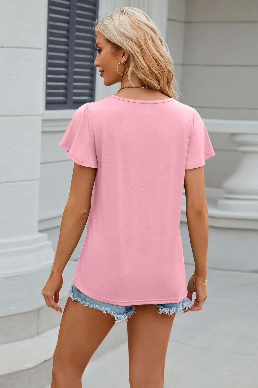 V-neck Short Sleeve T-shirt (26)