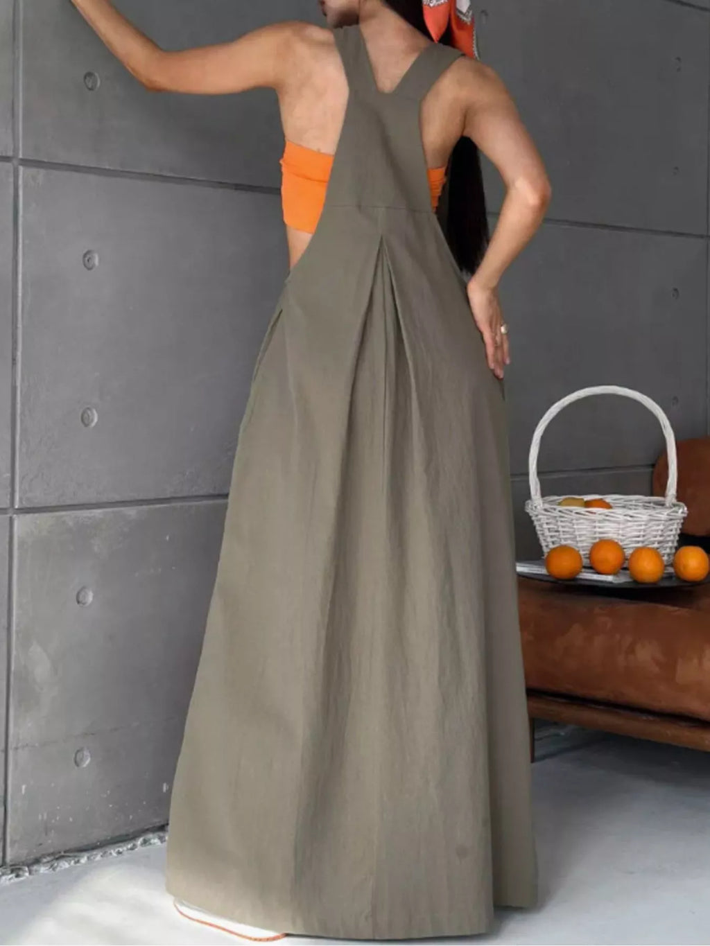 Pleated Overall Dress Pockets (11)
