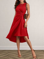 Ruched Round Neck Sleeveless Dress (9)