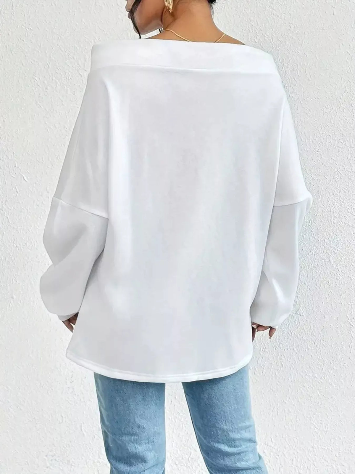 Off-shoulder Drawstring Sweatshirt (6)