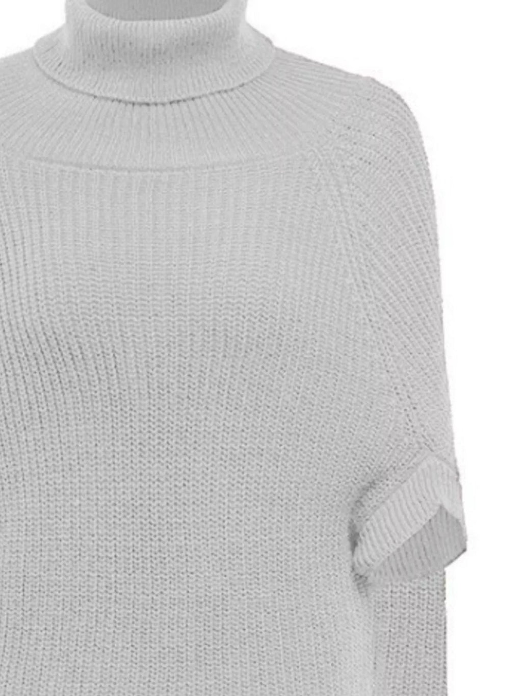 Turtleneck Knitted Cape Sweater (14)