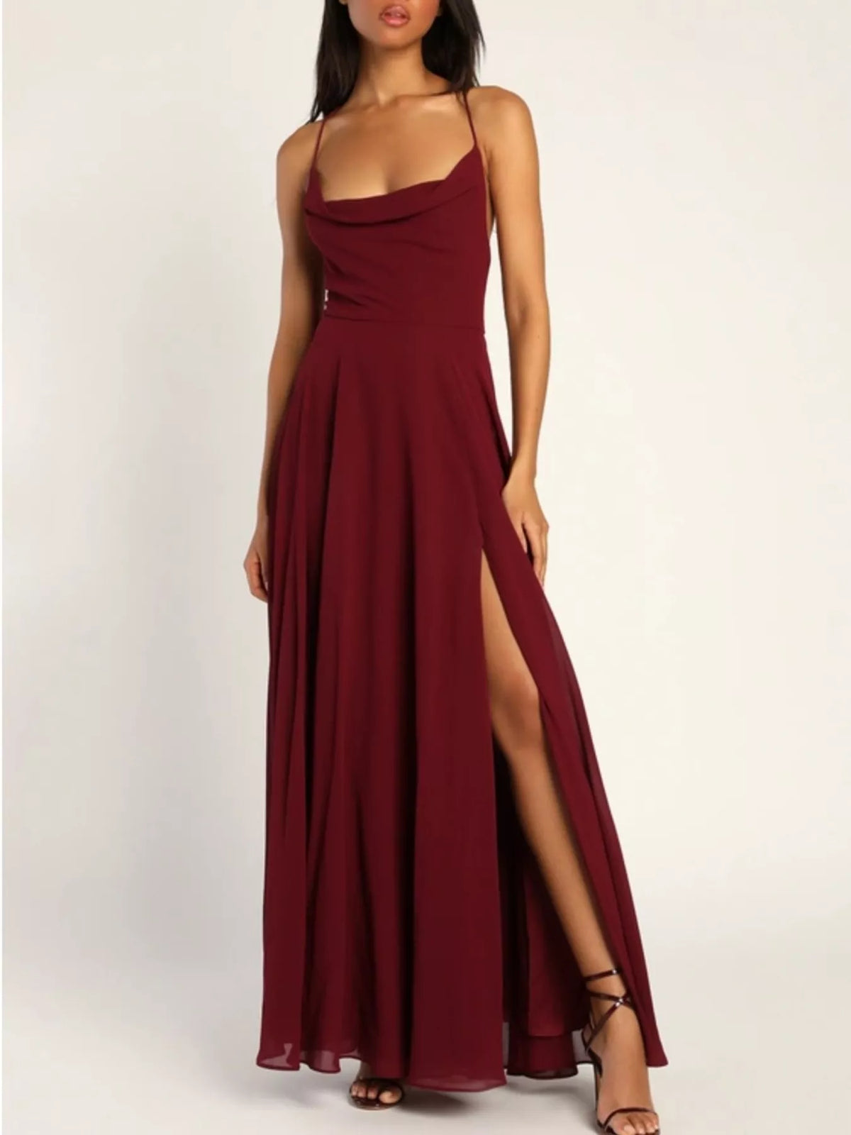 Slit Cowl Neck Maxi Dress (5)