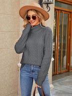 Cable-knit Mock Neck Sweater (8)