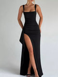 Ruched High-slit Maxi Dress